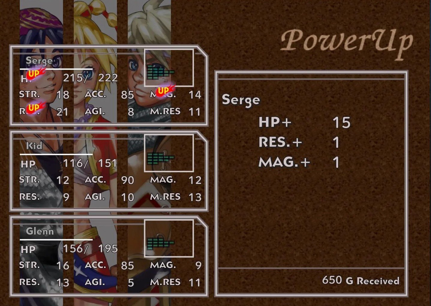 Chrono Cross Level Up System
