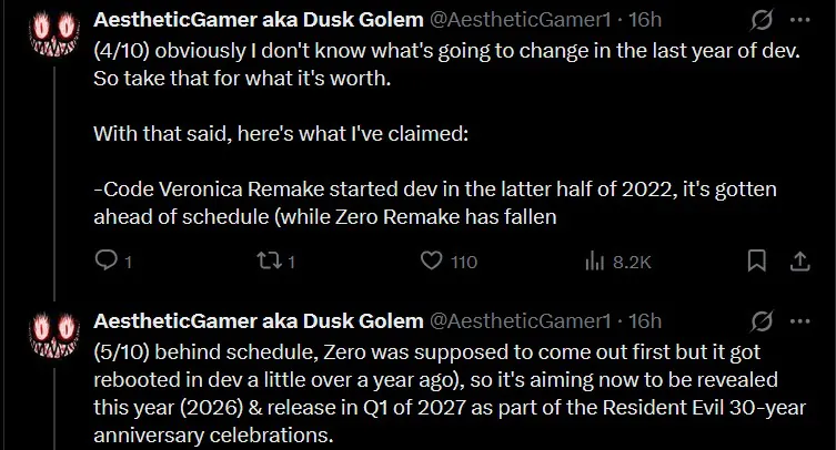 Dusk Golem Resident Evil Code Veronica Rilis 2027